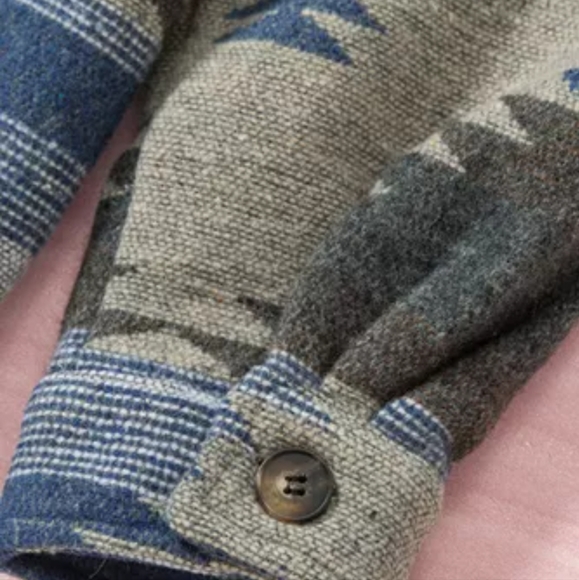 New blue distressed Aztec print shacket - Picture 10 of 16